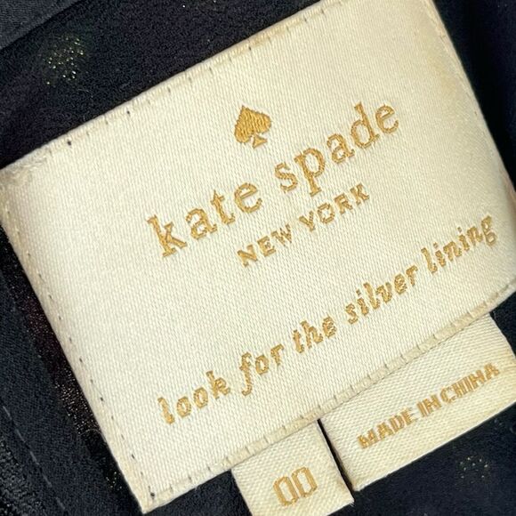 Kate Spade New York Gold Metallic Polkadot Fit And Flare Dress, Size 00 - Picture 14 of 15